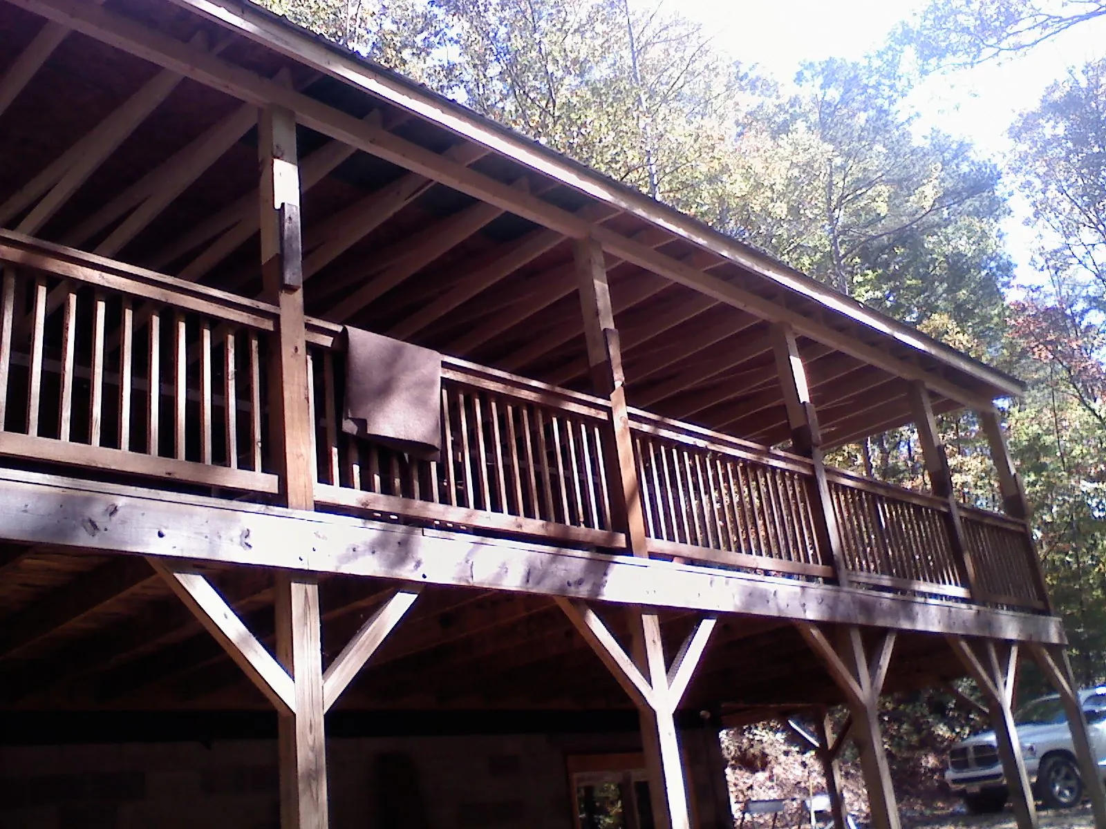 Timber framing under a new elevated porch and deck — Roof Leak Repair in Medora by Roofing Brothers